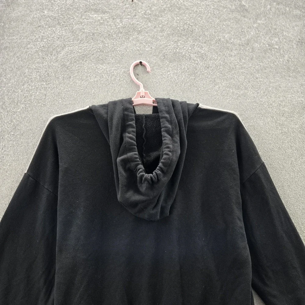 PINK Victoria's Secret Women‎ Hoodie L Black Cropped Colorblock Logo Long Sleeve
